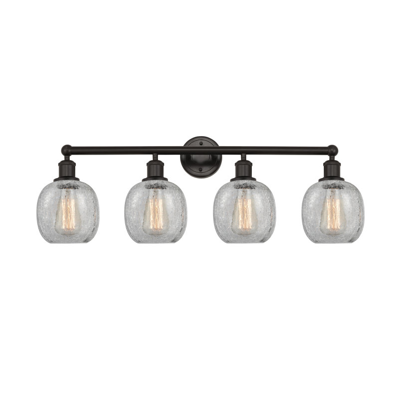 Éclairage pour meuble-lavabo 4 lumières Carlucci, Transparent craquelé, Bronze huilé