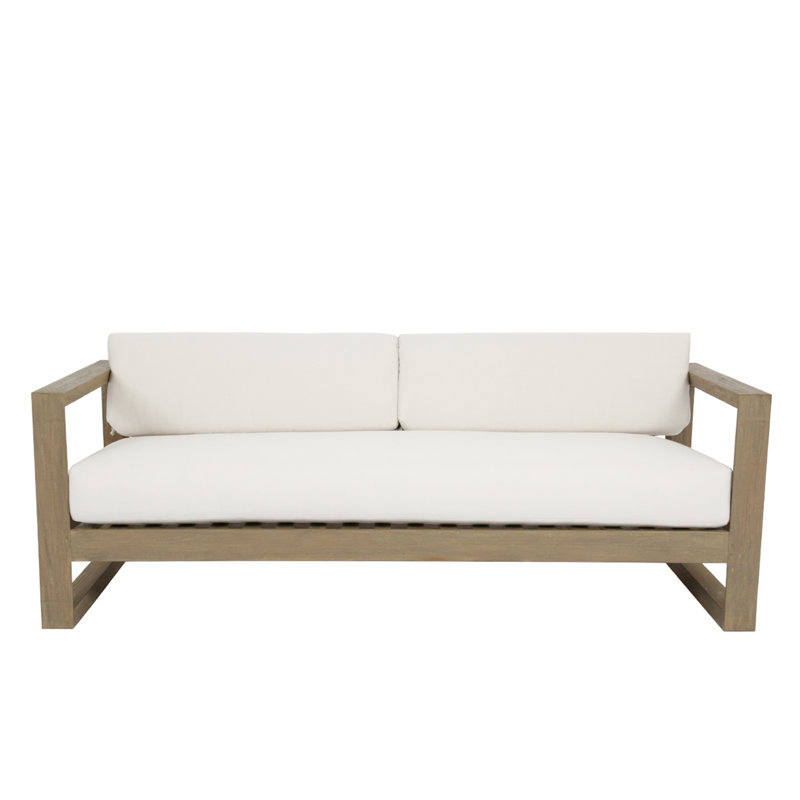 Coastal Teak Patio Sofa with Sunbrella Cushions, Canvas Canvas Sunbrella®