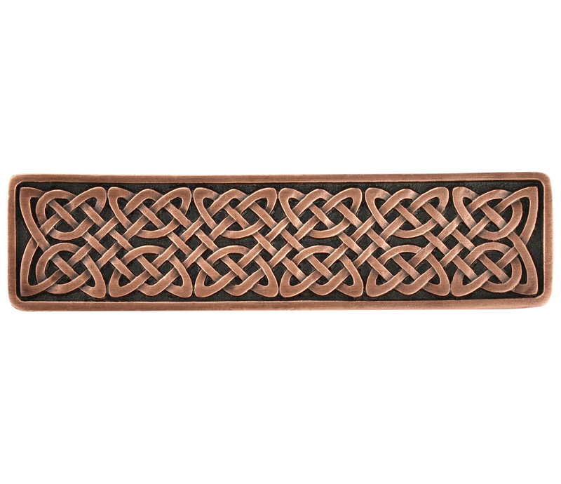 Arts Crafts Celtic Bar / Handle Pull, Antique Copper