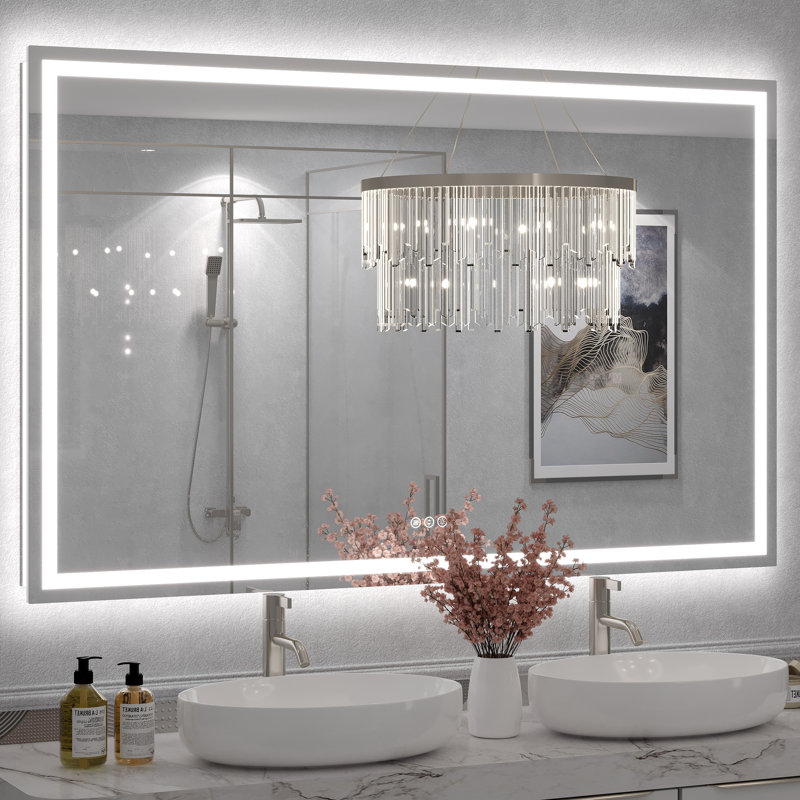 Miroir de salle de bain Molly Framelss, 57 po x 36 po, Transparent
