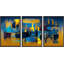 Mid-Century Shape Mid-Century géométrique bleu or paysage, reproduction sur toile 3 pièces-91260018-91260020