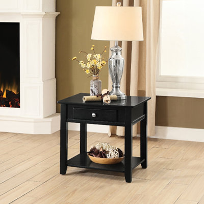 Table de bout rectangulaire noire pour espace de vie - 22 pouces de hauteur avec une surface