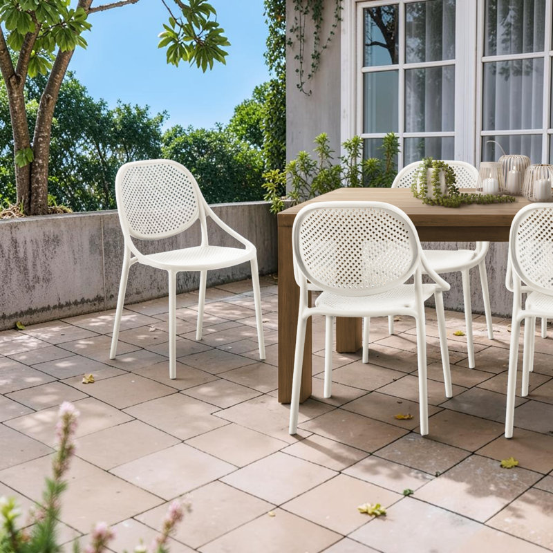 Ensemble de 4 chaises de patio moderne, White