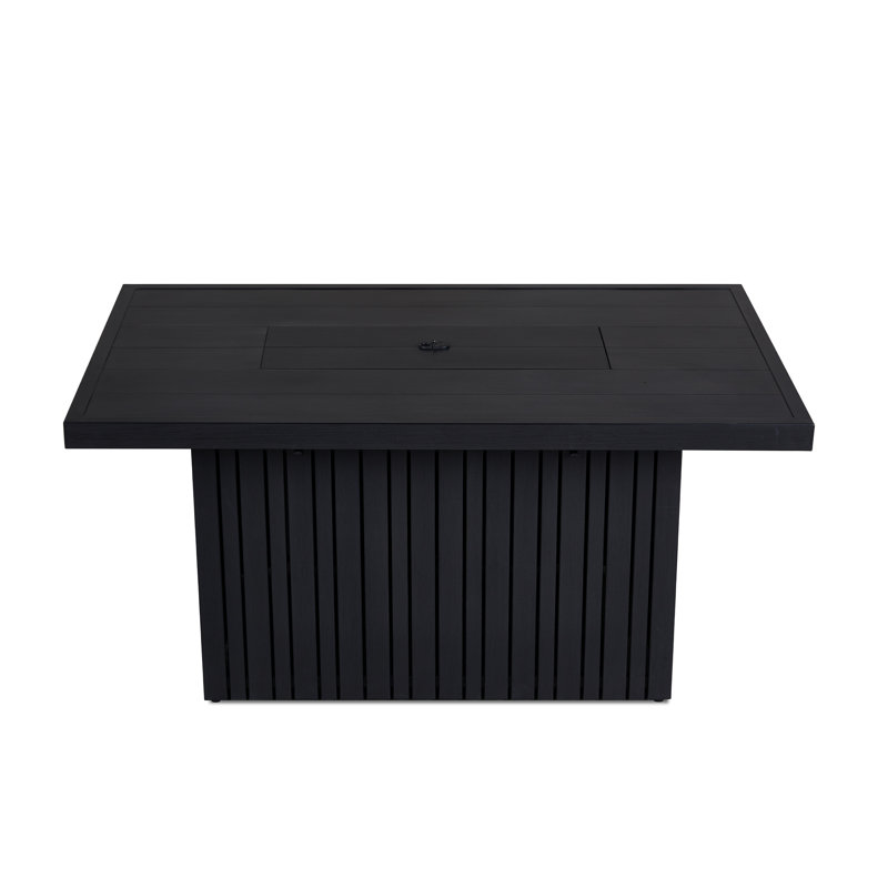 Calvin 52" Rectangle Metal Propane Fire Pit Table With Hidden Tank in Black Coral by Real Flame, Black Coral, Rectangle