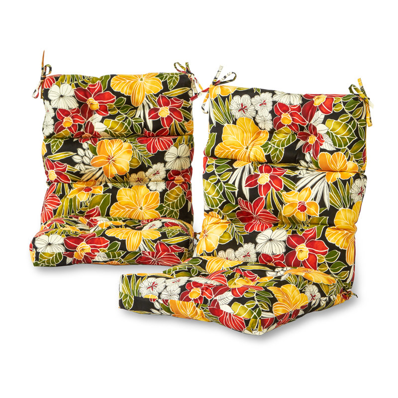 Lester Outdoor High Back Chair Cushion, Aloha Black, 2