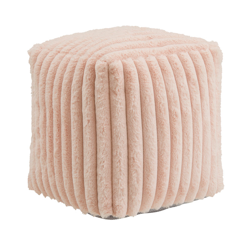 Repose-pieds Doniphan, Pink Solid Furry Fabric