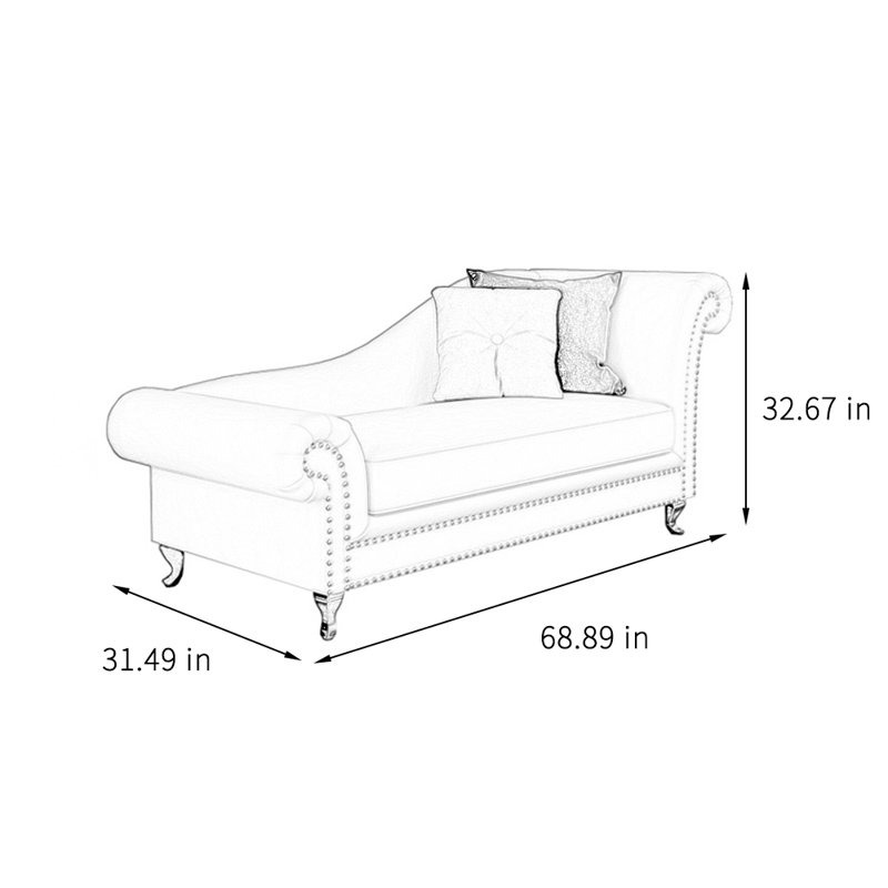 Chaise longue simple, simple, décontractée, confortable et moderne, Rose, Orienté à droite