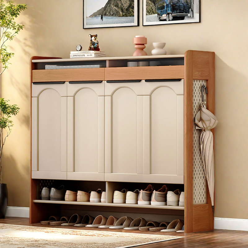 Armoire de rangement pratique pour chaussures en fer et bois massif