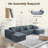 Boneless 187.39''Flannel Modular U-Shaped Sectional Sofa Set Reversible & Spacious Living Room Couch Set With 2 Chaises &4 Pillows,No Assembly Required-861726669