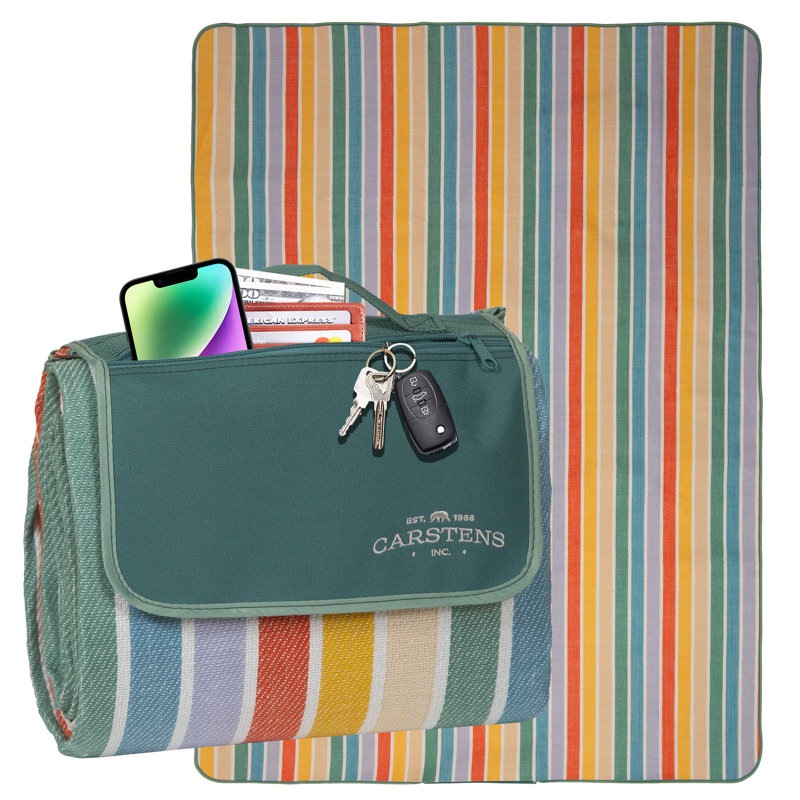 Day at the Beach Stripe Woven Picnic Blanket 80x60