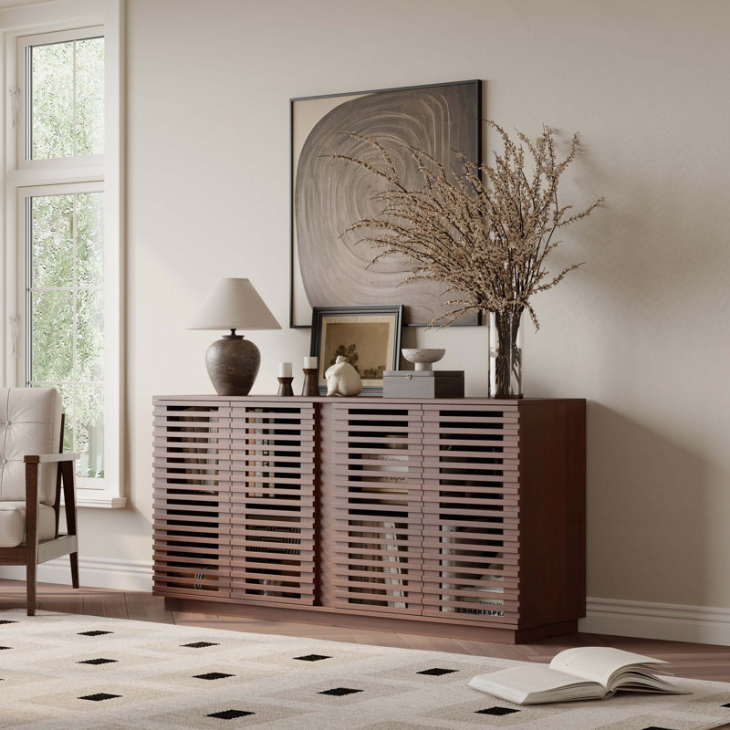 Armoire de rangement avec 4 portes, buffet avec portes en bois massif