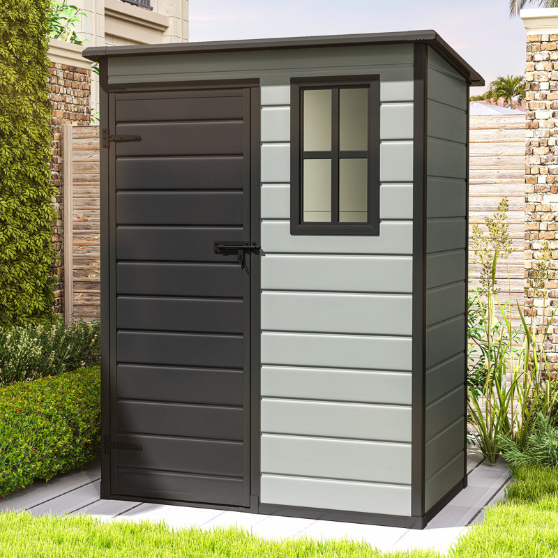 Remise de rangement extérieure 5 x 3 pi avec plancher renforcé, Gris