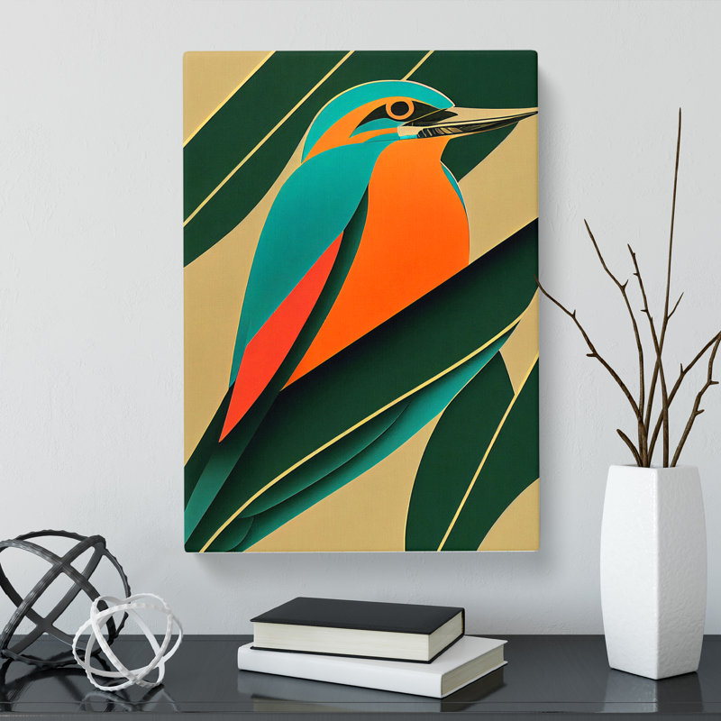 Andaluss Kingfisher Deco Vol.1 - Wall Art, 50cm H x 35cm W x 3cm D, Wrapped Canvas