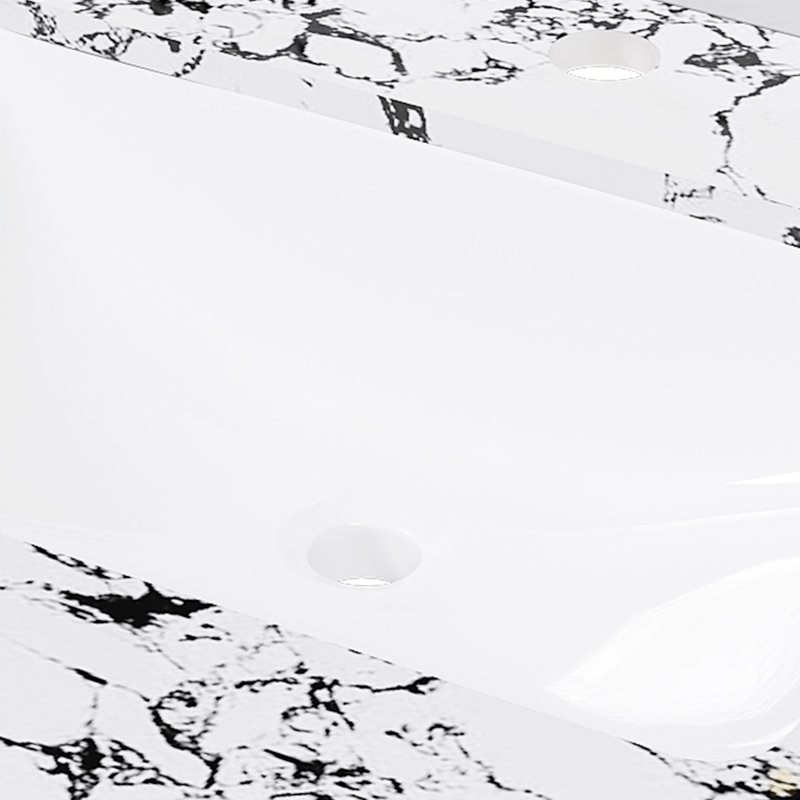 37"X22" Bathroom Vanity Top, With Undermount Ceramic Sink And Backsplash, 3 Faucet Holes