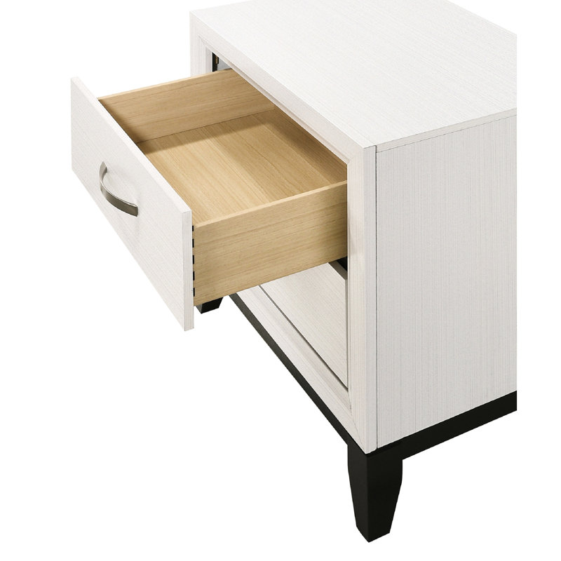 Table de chevet moderne pour chambre à coucher 2 blanche et chic, Blanc