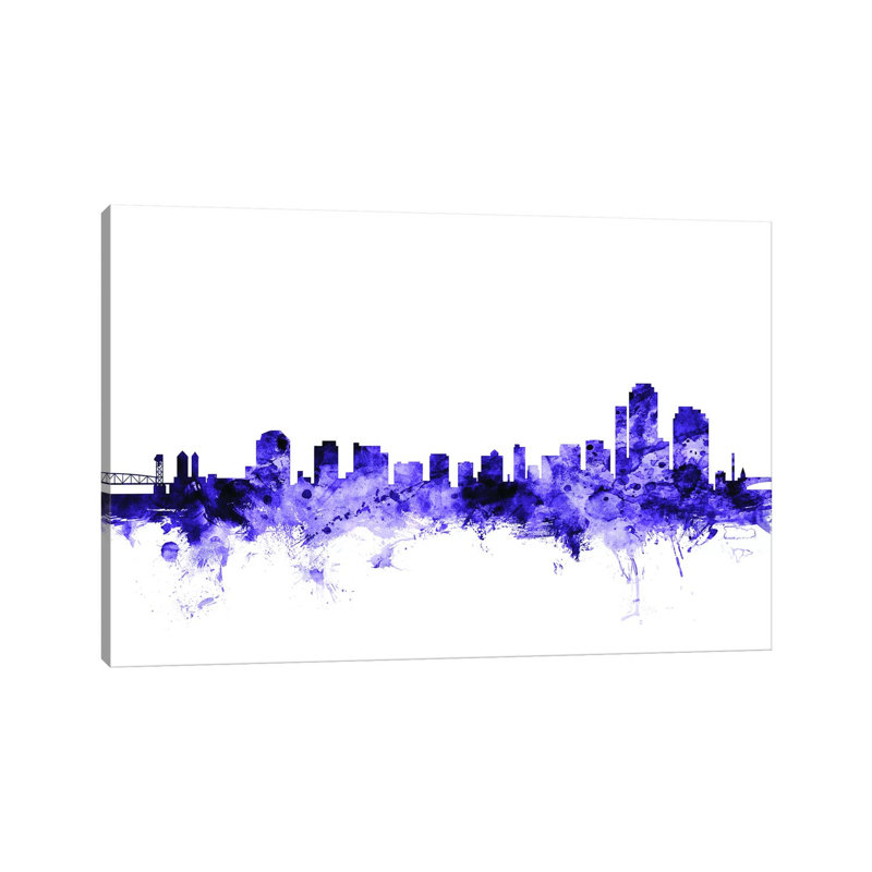 Wilmington, Delaware Skyline by Michael Tompsett - Wrapped Canvas Painting, 45.72cm H x 66.04cm W x 1.91cm D