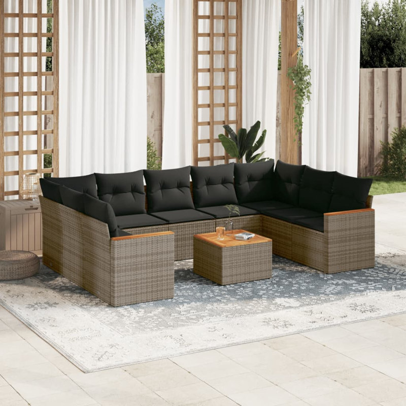 Grand canapé modulaire en rotin PE Vidaxl
