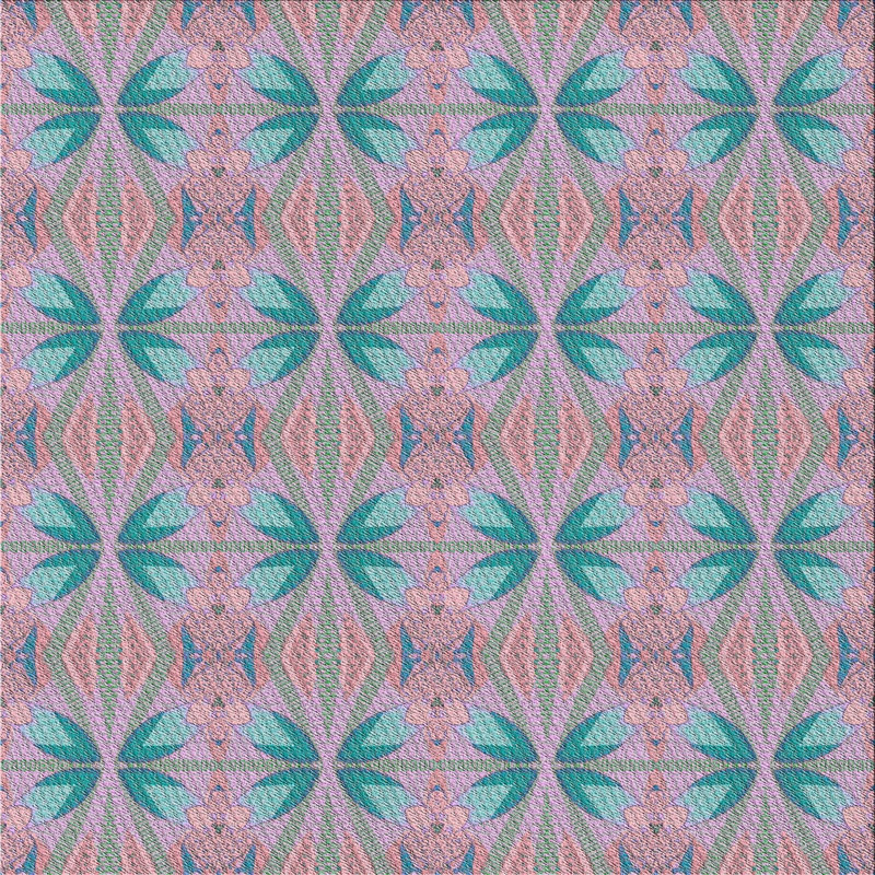 Rose géométrique/Tapis décoratif bleu, Carré 8 pi