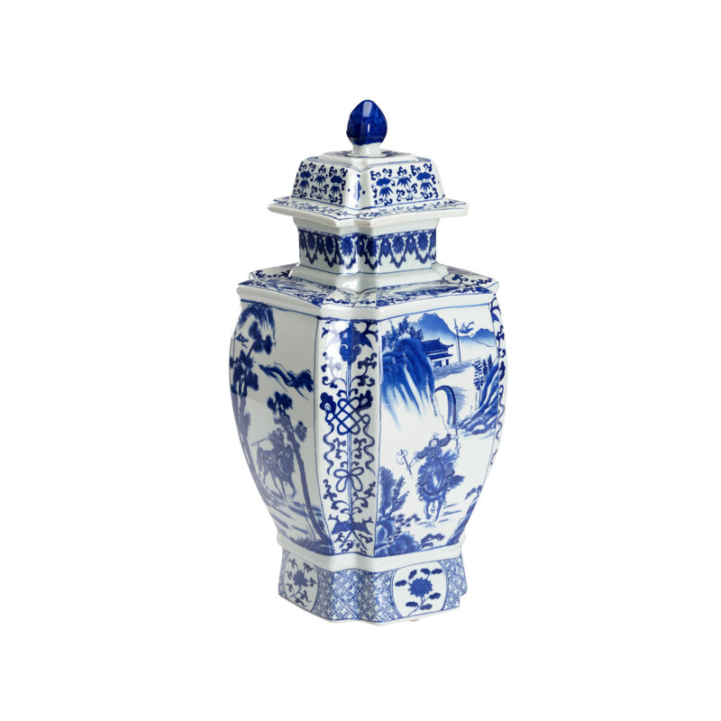 Pot de porcelaine bleu/blanc de 19 po Jin Dynasty