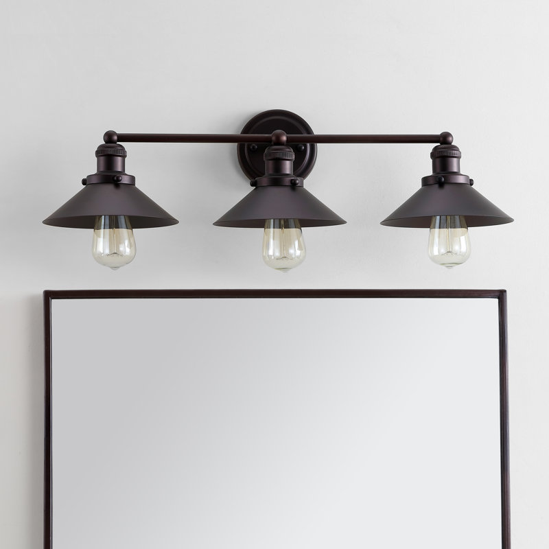 Bagatelle Industrial Farmhouse Metal Vanity Light, Oil Rubbed Bronze, 3