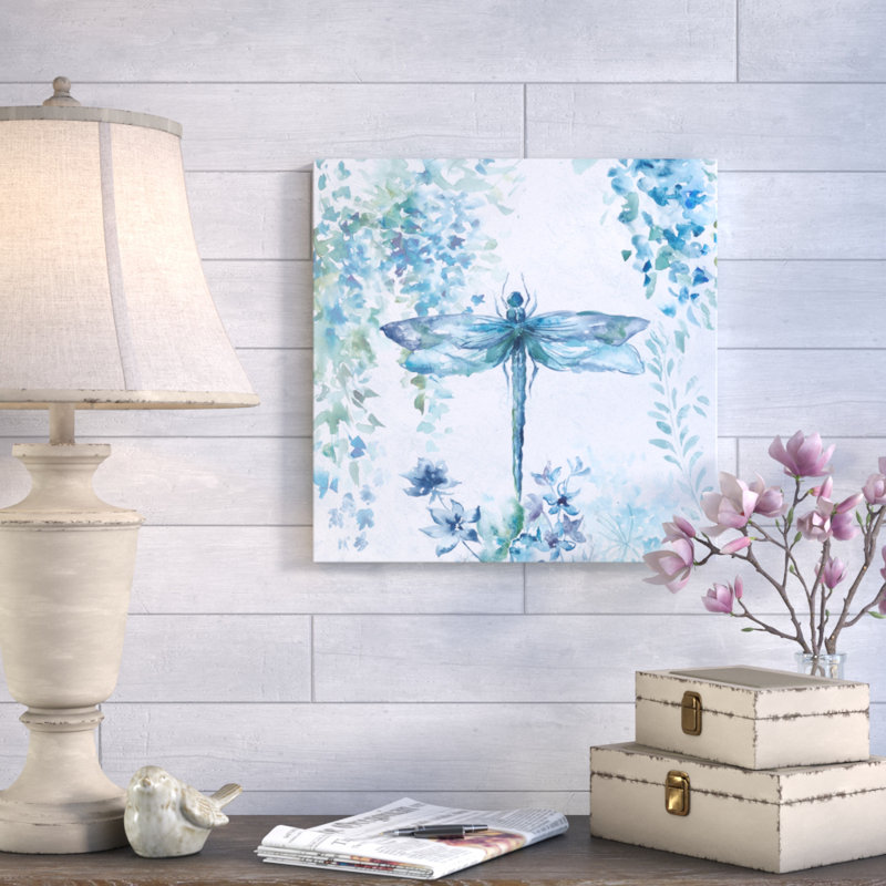 Wisteria And Dragonfly III by Tre Sorelle Studios - Wrapped Canvas Print, 46cm H x 46cm W x 4cm D