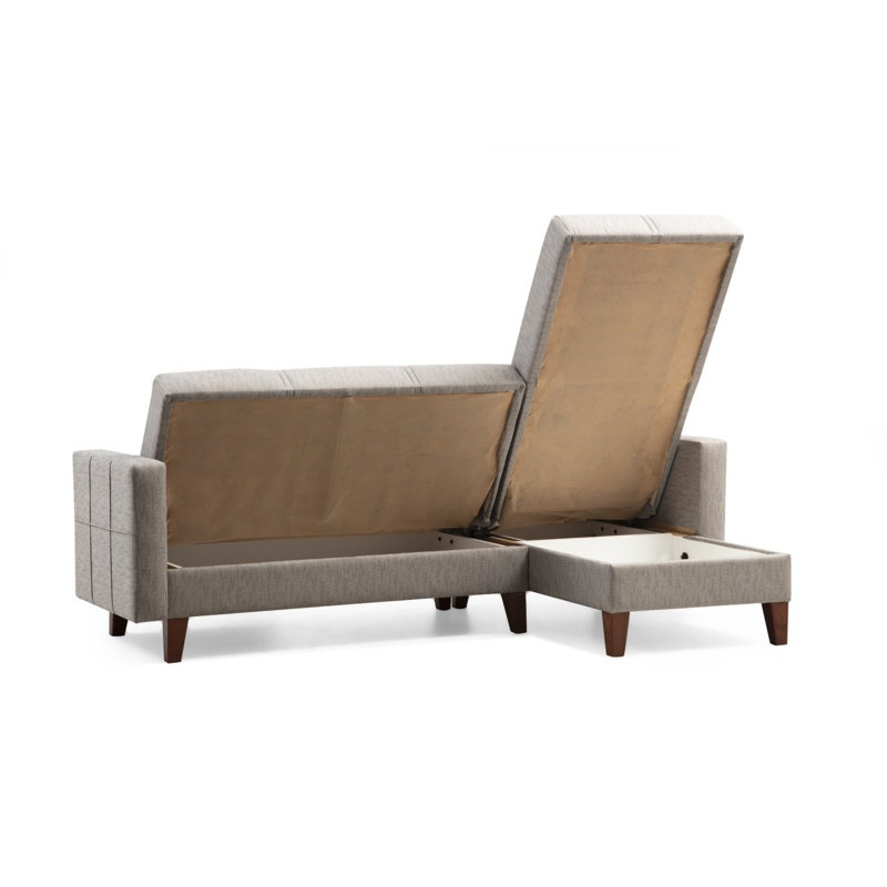 Modern Light Grey Sofa Set with Corner Sofa & Wing Chair, Metal/Wood Frame, 85.0 x 33.9 x 51.2 inches & 29.5 x 40.2 x 31.5 inches | 26 DNS Sponge Cushions, Durable Plastic Legs | Stylish & Comfortable Living Room Furniture