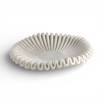 Montana White Marble Ruffled Bowl XL
