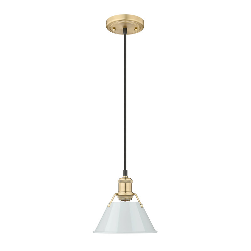 Luminaire suspendu conique à 1 lumière Weatherford, Bronze champagne brossé, Bleu sombre, H 129 po x l 7,5 po x P 7,5 po