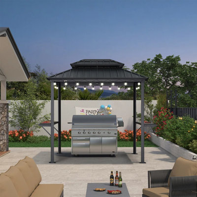 Pavillon de jardin en aluminium à toit rigide en aluminium avec éclairage