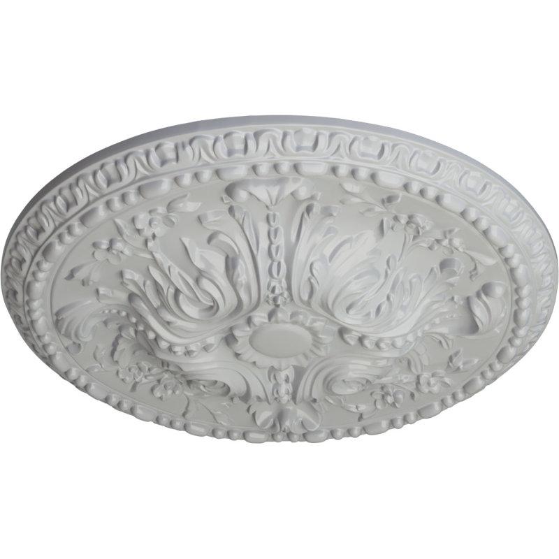 Endurathane Raymond Ceiling Medallion, 18"OD x 1 1/4"P (Fits Canopies up to 5 3/8"), Hand-Painted Rich Gold Finish, Frost