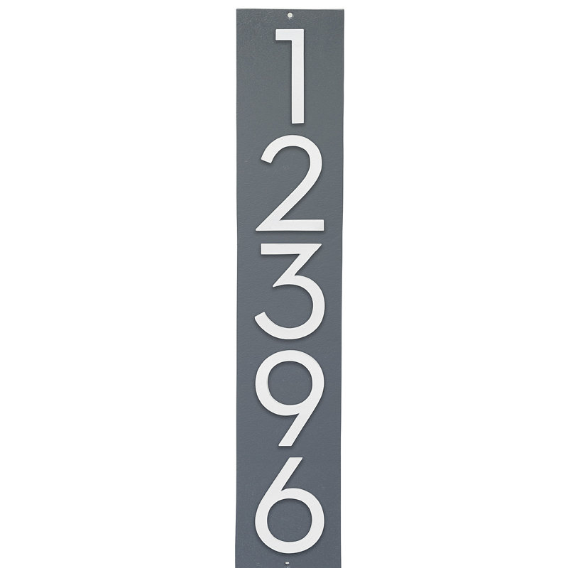 Plaque d'adresse verticale flottante 4 po (5 chiffres), Gris, Blanc