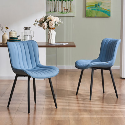 Heitger Leather Upholstered Side Chairs Modern Dining Chairs with Metal Legs, Dining Room Chair