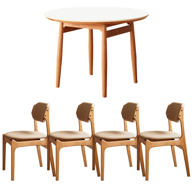 Table ronde en bois de cerisier, H 29,52 po x L 43,3 po x l 43,3 po, Blanc