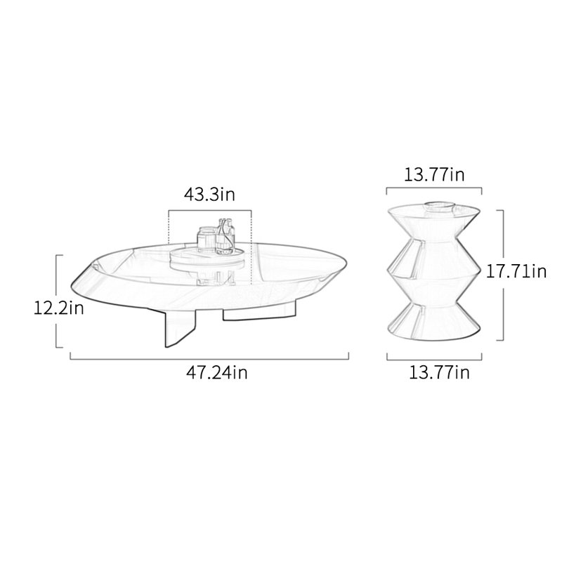Table basse Personnalité Creative Design Sense Art, 12.2" H x 47.24" W x 43.3" D