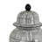 Loi Temple Jar with Lid, Black White Grid Pattern Ceramic, 17 Inch Decor