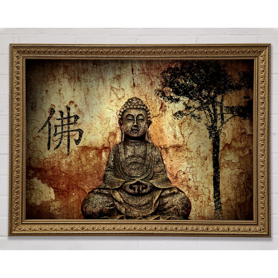 Buddha Retro Baum - Druck