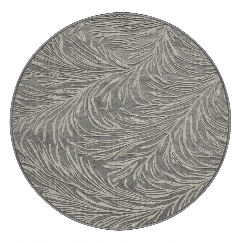 Machine Washable Nature Gray Area Rug, Round 4'