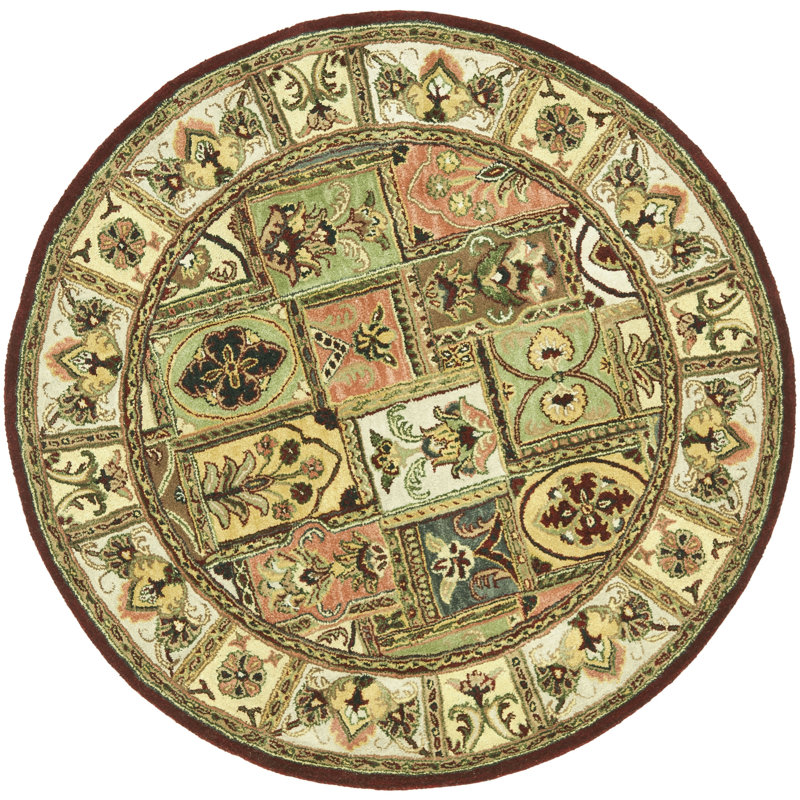 Tosca Hand-Tufted Wool Brown/Yellow Area Rug, Round 3'6"