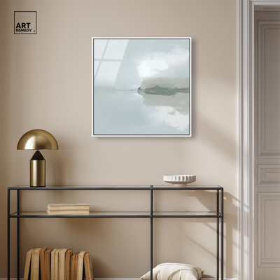Grey Mist II Framed Acrylic Print Minimalist Wall Art by Art Remedy, White Frame, 24 x 24