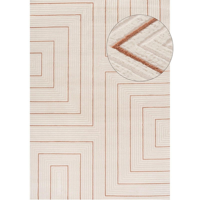 Carmel Modern Geometric Cream/Terra Area Rug, Rectangle 240 x 340 cm