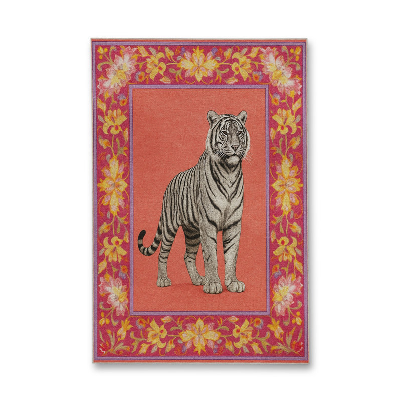 Tapis tissé à motif de tigre orange Mosso, 2' x 2'11"