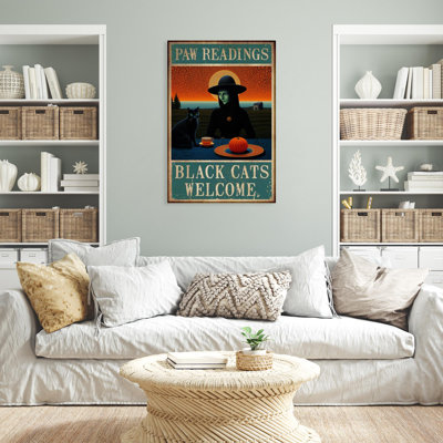 Black Cats Welcome On Canvas Print