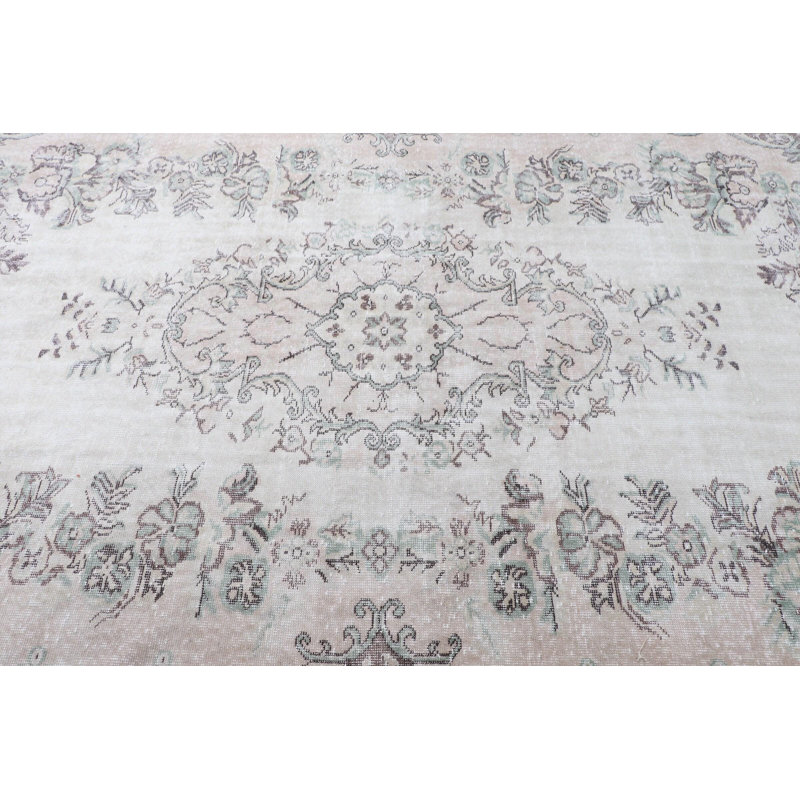 Grand tapis turc rétro tissé à la main avec des fibres naturelles pour une décoration bohémienne
