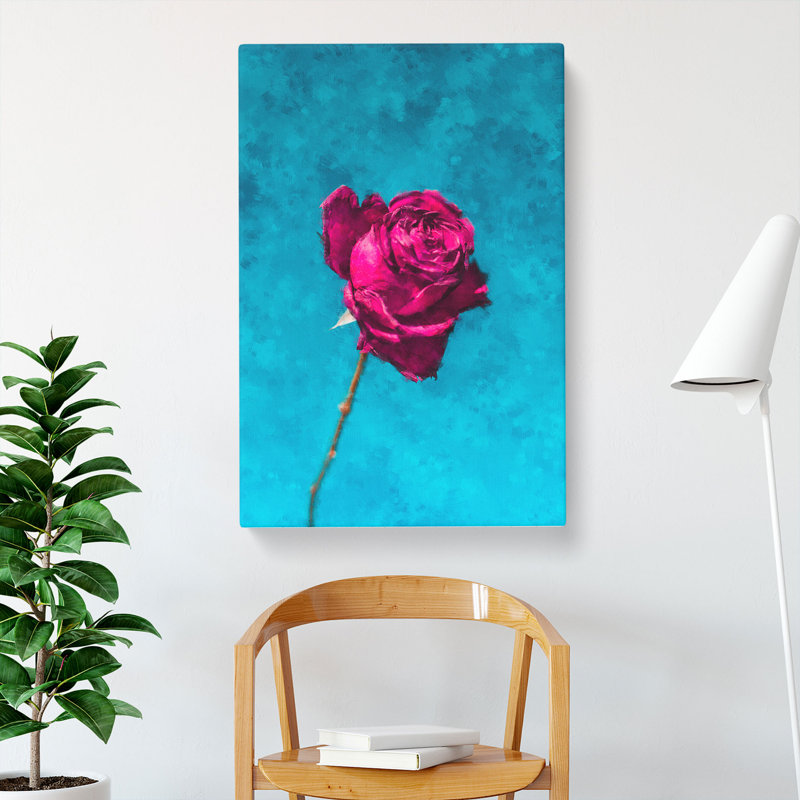 Fuscia Pink Dying Rose - Wrapped Canvas, 60cm H x 40cm W x 3cm D