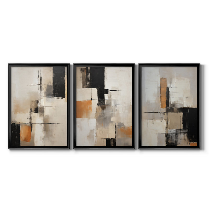 ABSTRACT Series CCCCLXIV - Toile tendue avec châssis sur mesure - 3 pièces, H 15 po x l 19 po