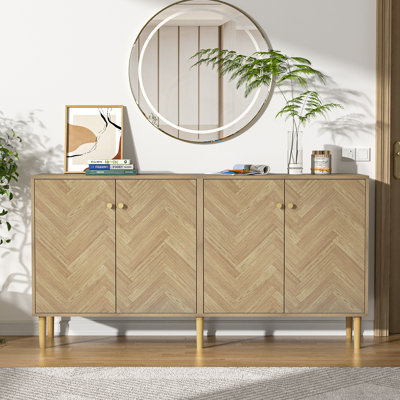 Herringbone Pattern 4-Door Cabinet