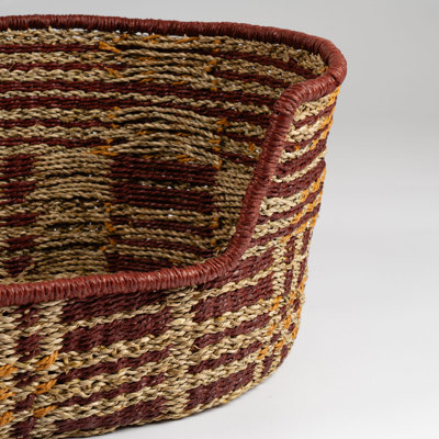 Red & Natural Check Woven Pet Bed with mat