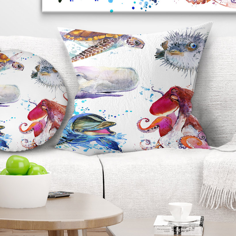Amazing undersea Life Collage - Animal Printed Pillow Design Art 