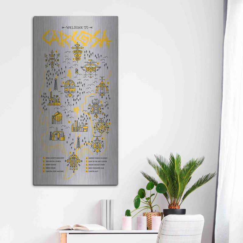 «True Detective Map» par Robert Farkas, art mural en métal, H 48 po x l 24 po