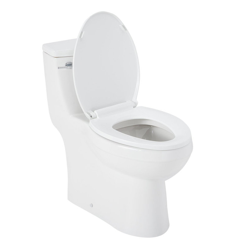 Brinstead 1.28 GPF One Piece Elongated Toilet, White/Chrome